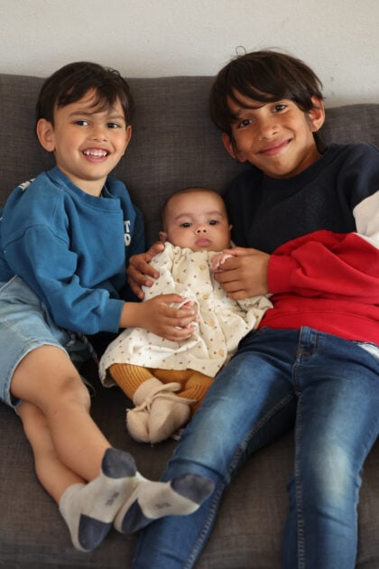 Mille (4), Nova (4 maanden) en Mauro (10)